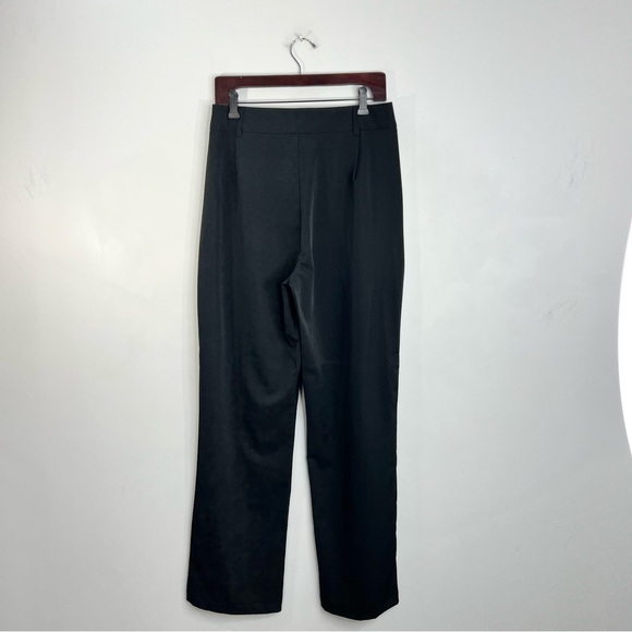 Minimalist old money black baggy high rise pleated wide leg trousers pants M - Picture 5 of 9